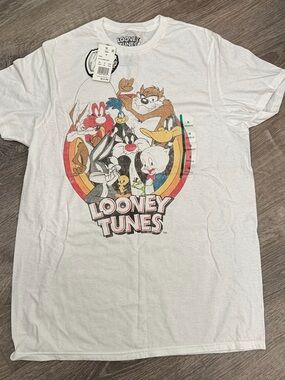Warner Bros. Looney Tunes Crew Tee - White with Multicolor Print